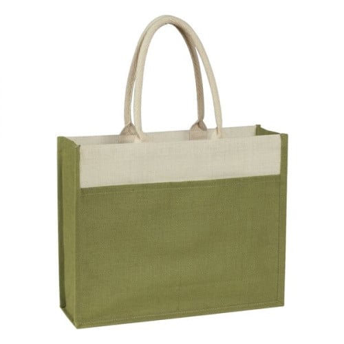 Jute Tote Bag With Front Pocket