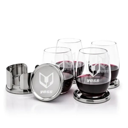 Baldoni Coasters & Stanford Stemless Wine Set
