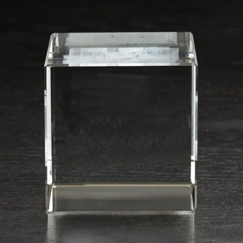 Large Flat Cube 3D Crystal Award