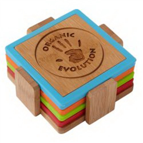 Bamboo and Silicone Coaster Set