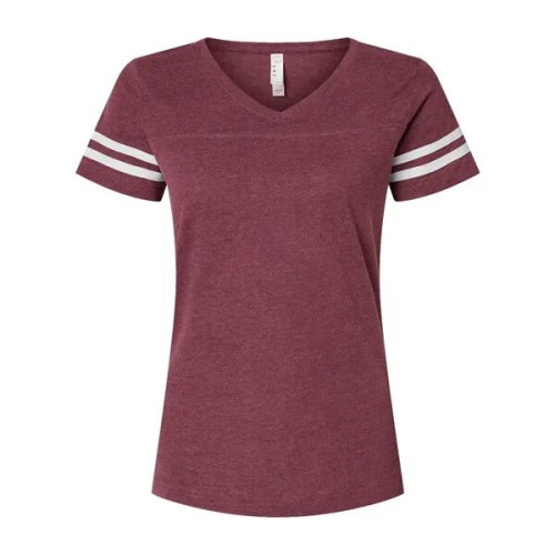 LAT Women's Football V-Neck Fine Jersey Tee
