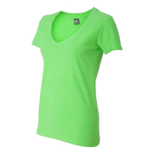 J. America Women's V-Neck Slub T-Shirt