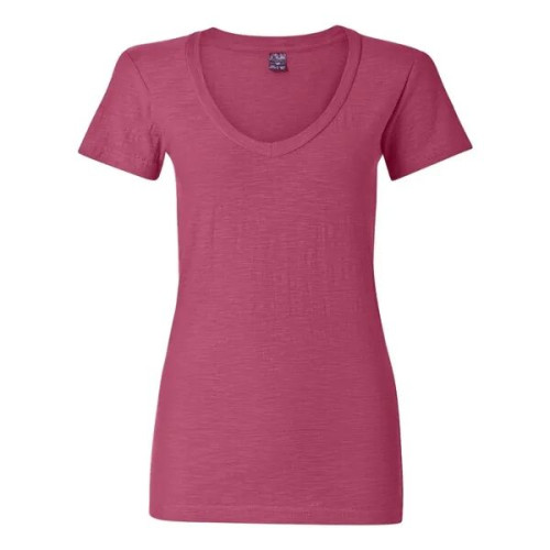 J. America Women's V-Neck Slub T-Shirt