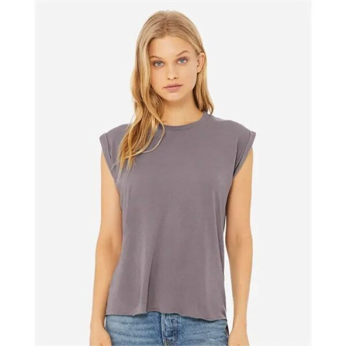 BELLA + CANVAS Women's Flowy Rolled Cuffs Muscle Tee