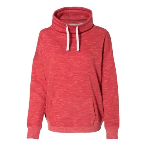 J. America Women's Melange Fleece Cowl Neck Sweatshirt