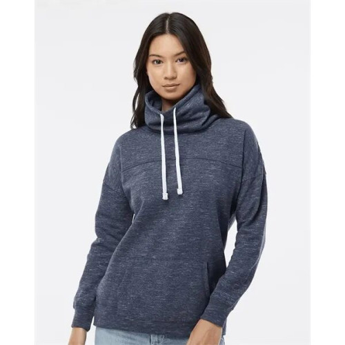 J. America Women's Melange Fleece Cowl Neck Sweatshirt