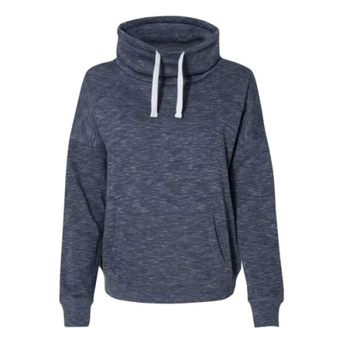 J. America Women's Melange Fleece Cowl Neck Sweatshirt