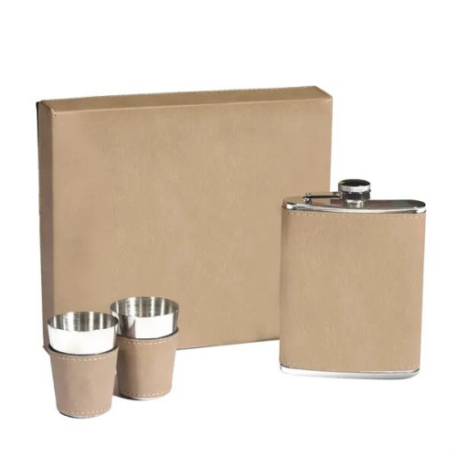 Leatherette Flask Set