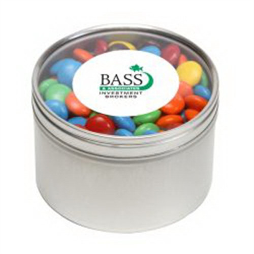 M&Ms® Plain in Lg Round Window Tin