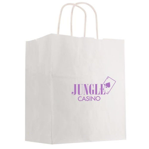 Kraft Paper White Shopping Bag - 13" x 17"