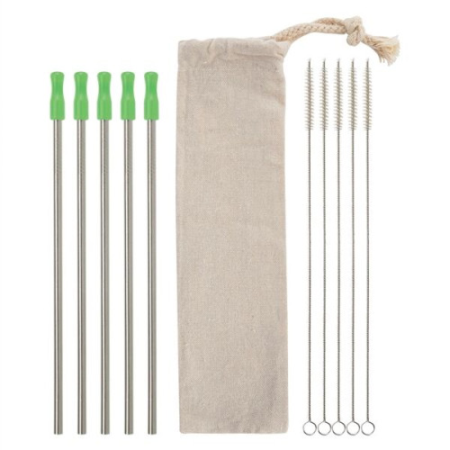 5-Pack Stainless Straw Kit with Cotton Pouch