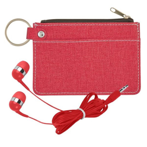 Heathered Wallet & Earbuds Kit